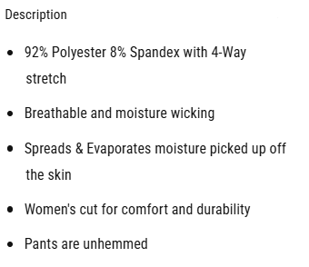 BKS288 Smitty Women's NBA Flat Front 4-Way Stretch Pants