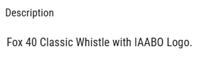 IAABO Logo Fox 40 Classic Whistle w/ CMG