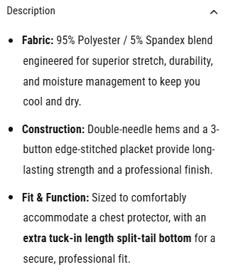 BBS345 NCAA Softball Men’s Umpire Shirts