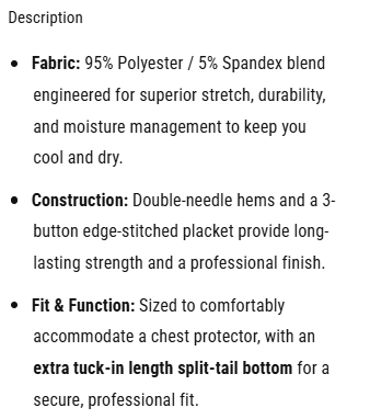 BBS346 NCAA Softball Women’s Umpire Shirts